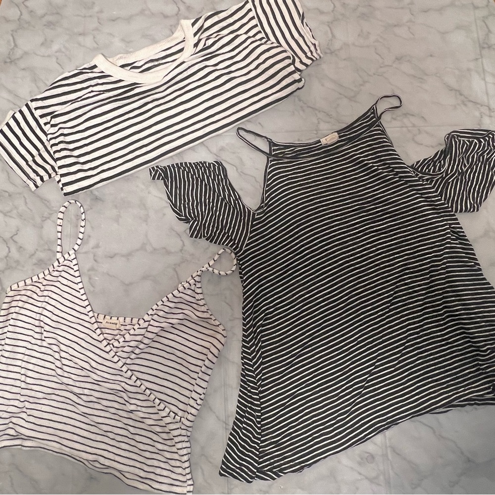 🕶️Stripes 3 Pc Bundle XS (1) S (2) 100% Cotton & Rayon Spandex Soft Girl Casual